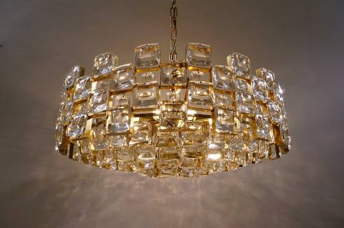 Palwa chandelier crystal gilt brass frame, 1970`s ca, German